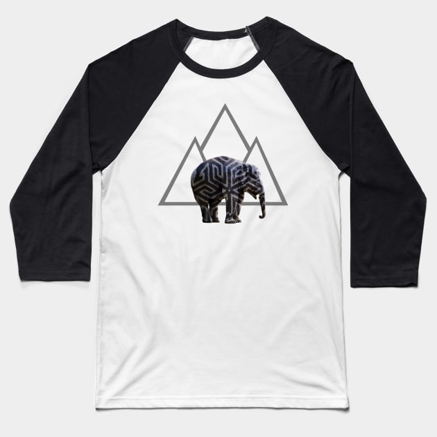 Elephant Tribe Mountain Baseball T-Shirt by i2studio